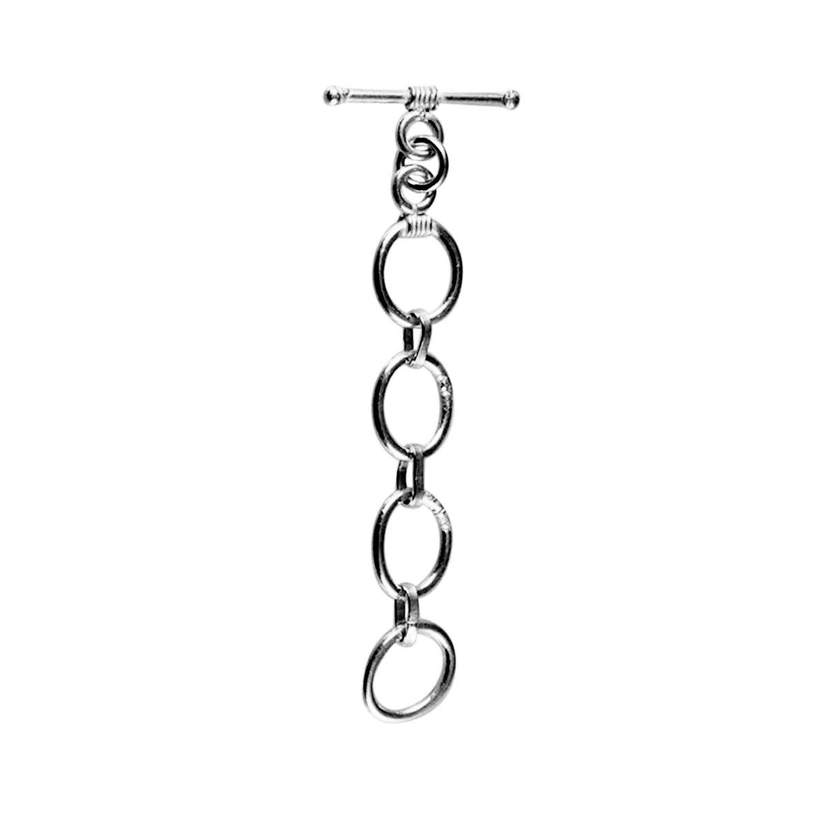 Wholesale Black Rhodium Overlay multi-ring toggle clasp with straight bar, handcrafted in India.