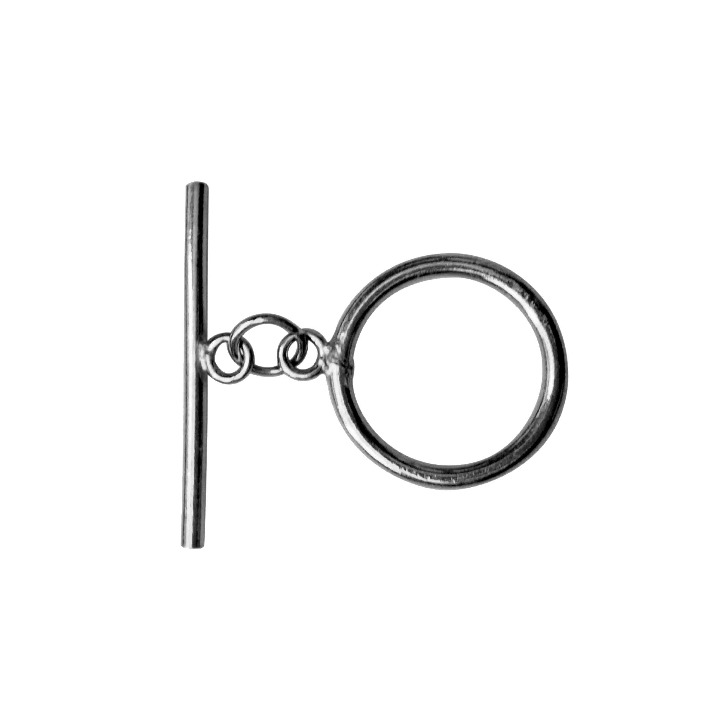 Wholesale Black Rhodium Overlay toggle clasp with circular ring and plain straight bar, handcrafted in India.