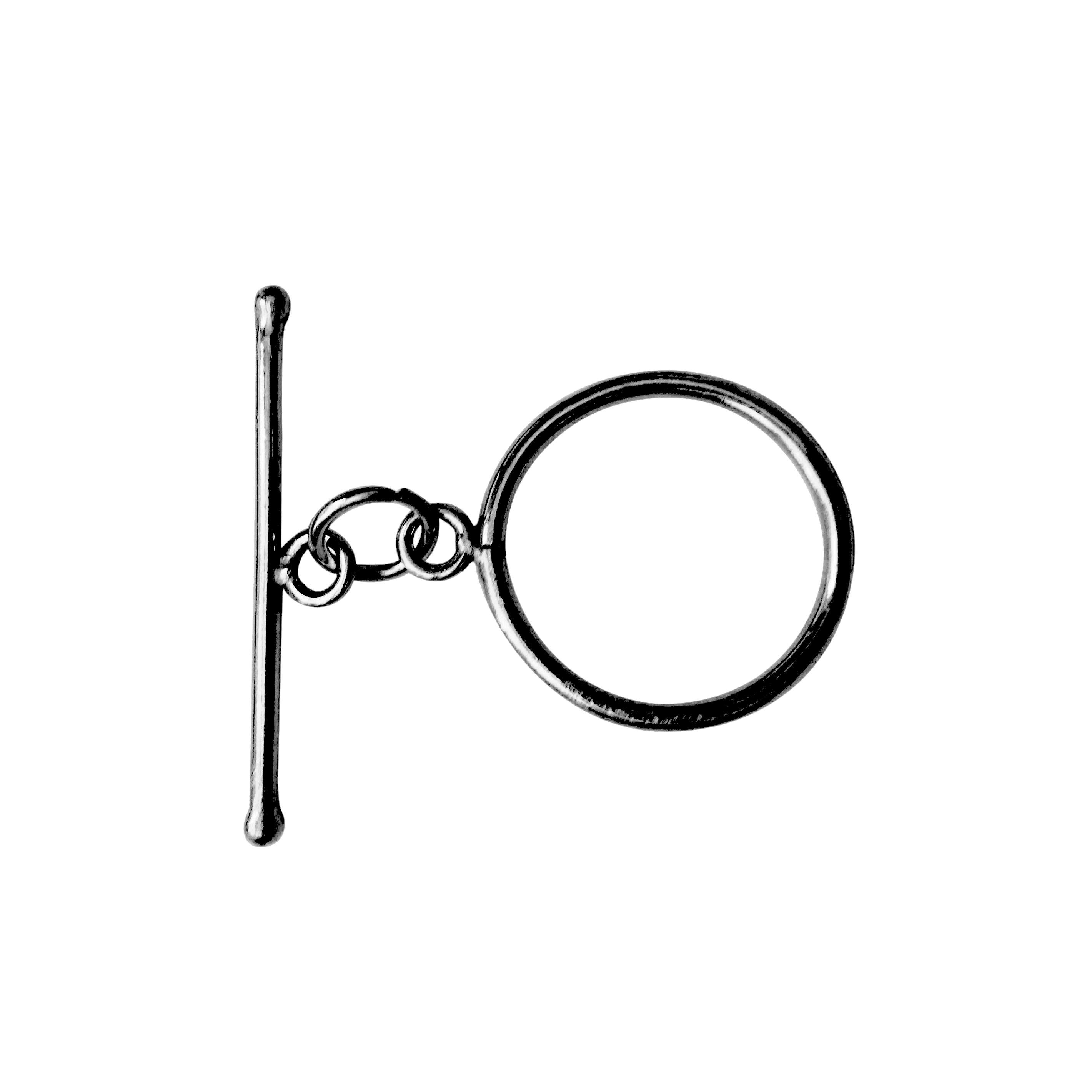 Wholesale Black Rhodium Overlay toggle clasp with circular ring and slim bar, handcrafted in India.