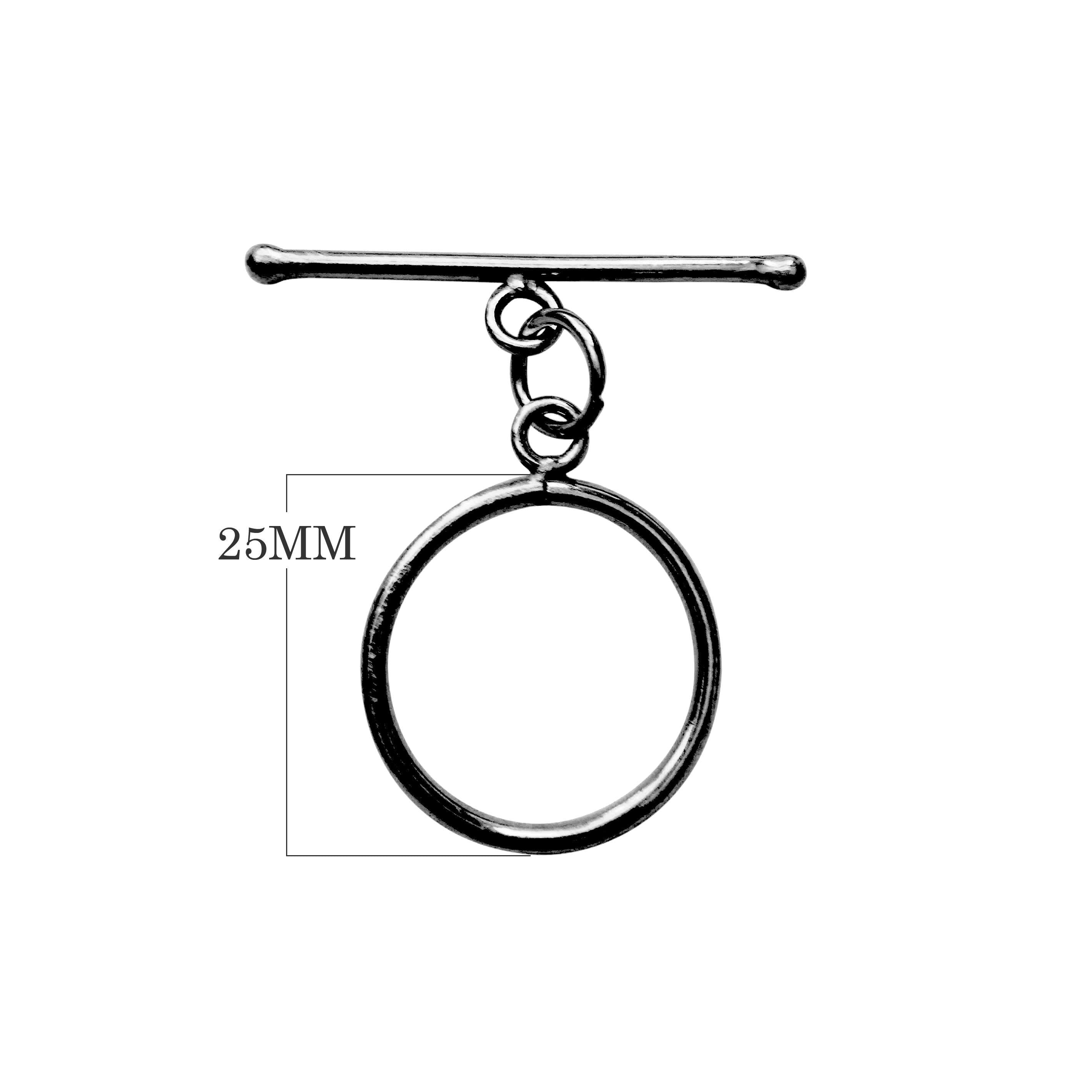 Wholesale Black Rhodium Overlay toggle clasp with circular ring and slim bar, handcrafted in India.