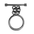 Wholesale Black Rhodium Overlay double link toggle clasp with circular ring and straight bar, handcrafted in India.