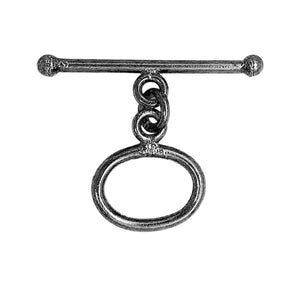 Wholesale Black Rhodium Overlay oval toggle clasp with straight bar and rounded ends, handcrafted in India.
