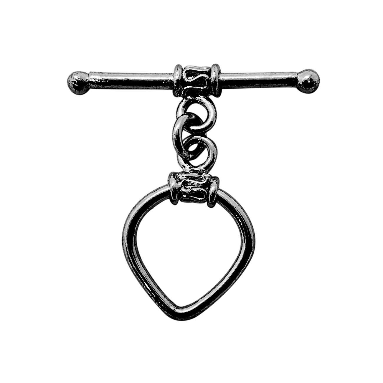 Wholesale Black Rhodium Overlay teardrop toggle clasp with wrapped detailing and bar, handcrafted in India.