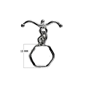 Wholesale Black Rhodium Overlay hexagon toggle clasp with curved bar, handcrafted in India.