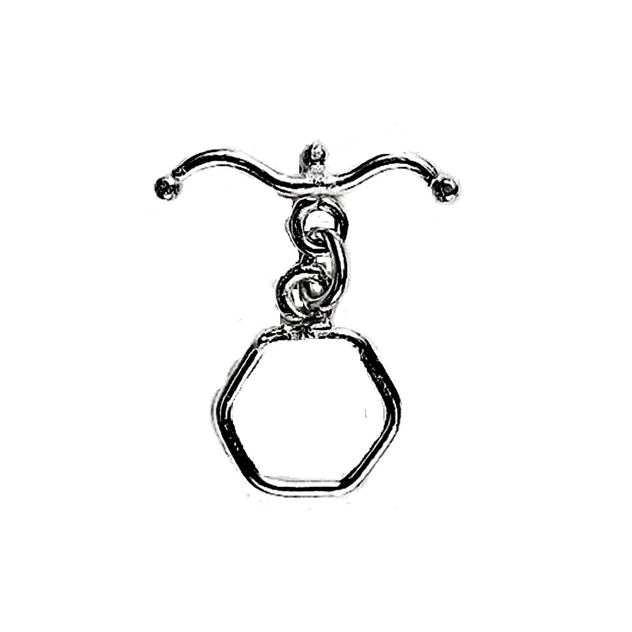 Wholesale Black Rhodium Overlay hexagon toggle clasp with curved bar, handcrafted in India.