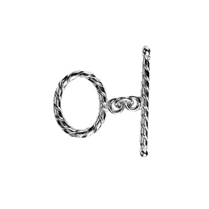 Wholesale Black Rhodium Overlay twisted oval toggle clasp with matching bar, handcrafted in India.
