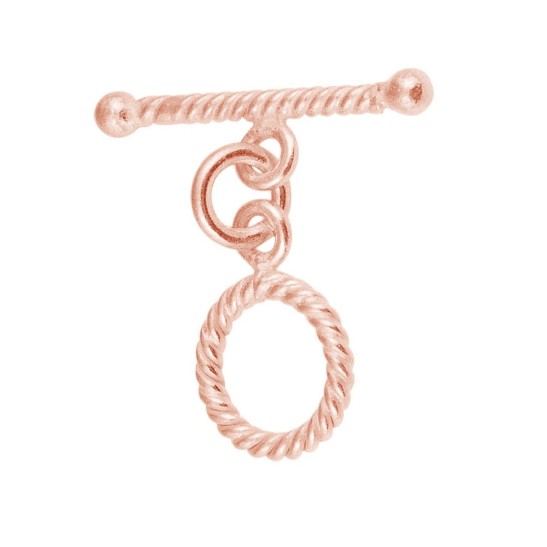 TRG-104 Rose Gold Overlay Round Toggle & Bar make by twisted wire 10MM Round Ring Beads Bali Designs Inc 