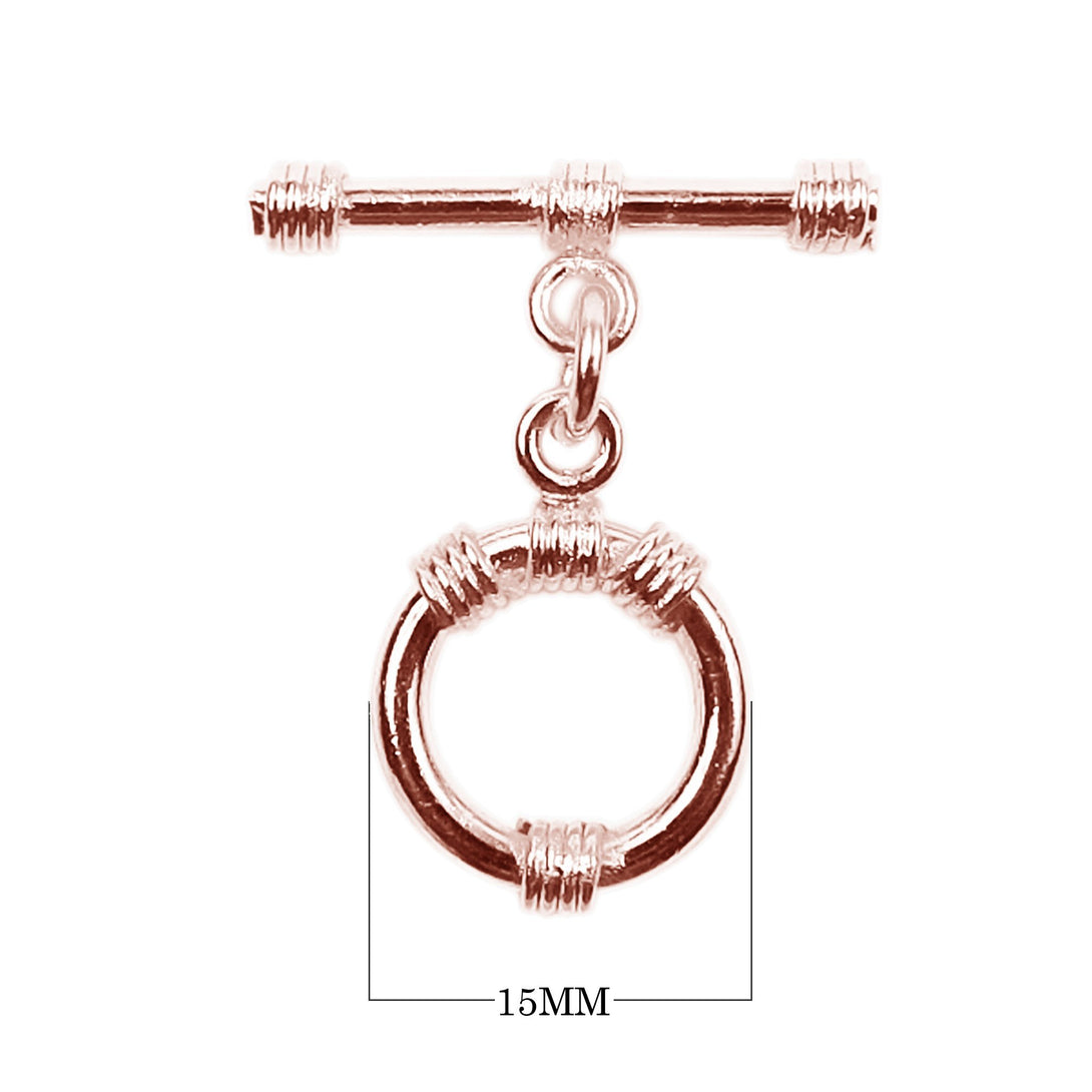 TRG-111-15MM Rose Gold Overlay Beautiful Interstingly Roll Plain Wire Toggale & Bar Beads Bali Designs Inc 