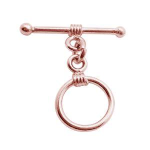 TRG-120-13MM Rose Gold Overlay Simple Plain Ring & Bar with Girded Wire Toggle Beads Bali Designs Inc 
