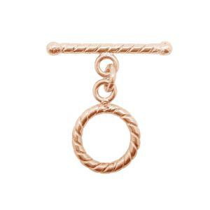 TRG-121 Rose Gold Overlay Twisted Designer Toggle 14MM Round Ring Beads Bali Designs Inc 