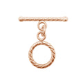 Wholesale Rose Gold Overlay Toggle Clasp handcrafted in India with rope-pattern circular design