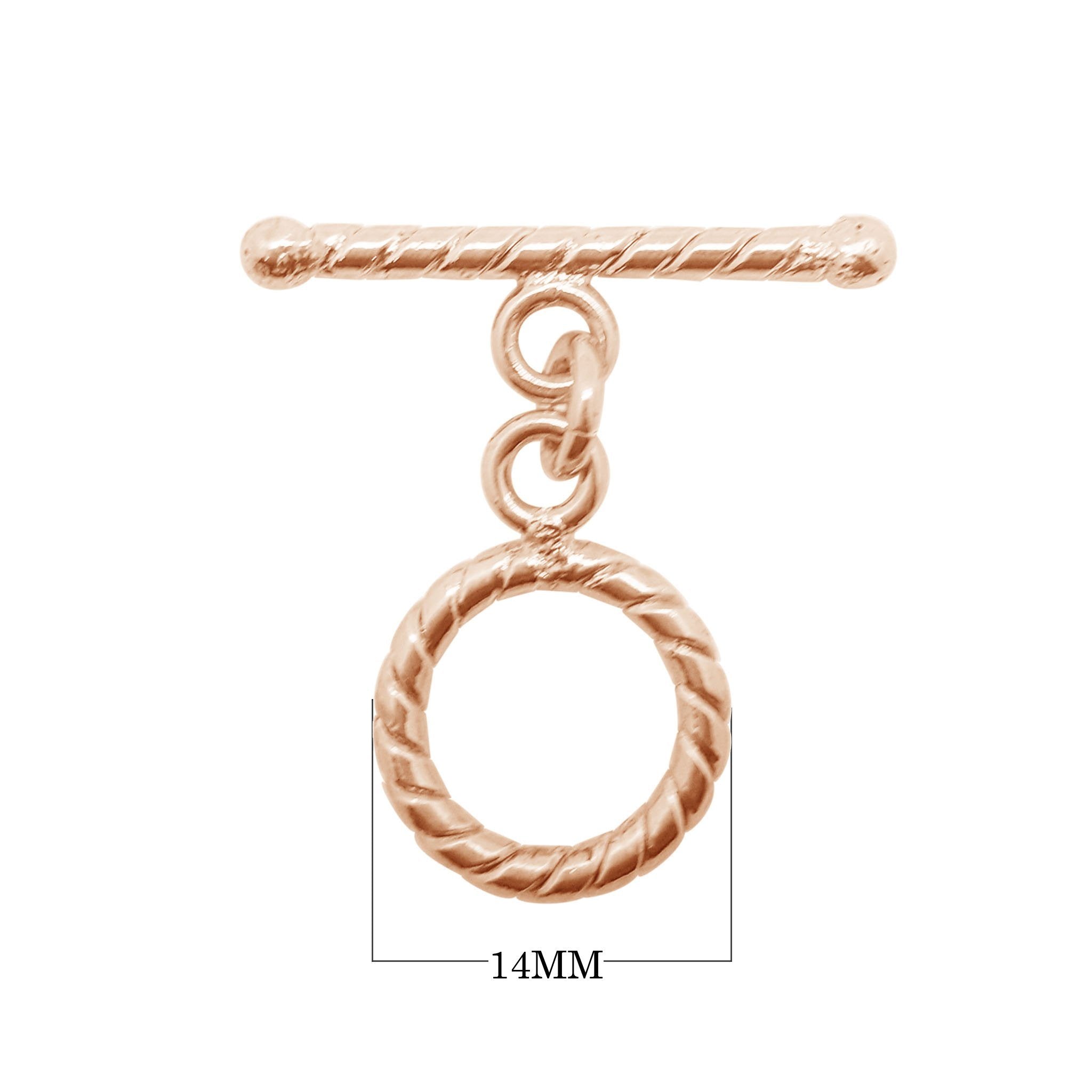 Wholesale Rose Gold Overlay Toggle Clasp handcrafted in India with rope-pattern circular design