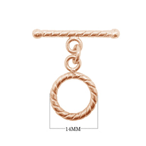 Wholesale Rose Gold Overlay Toggle Clasp handcrafted in India with rope-pattern circular design