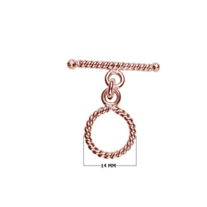 Wholesale Rose Gold Overlay Toggle Clasp handcrafted in India with twisted rope design