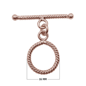 Wholesale Rose Gold Overlay Toggle Clasp handcrafted in India with rope-textured circular design