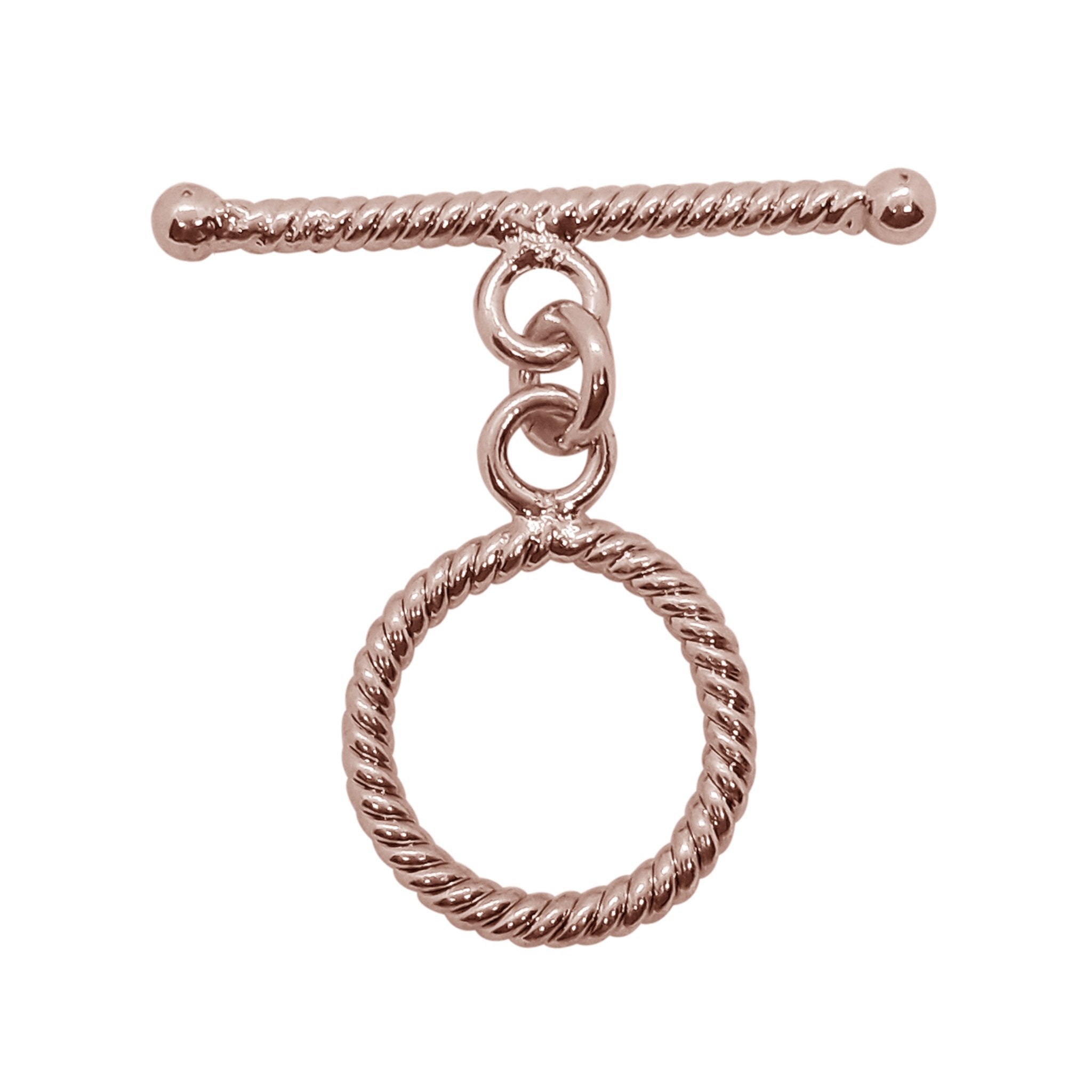 Wholesale Rose Gold Overlay Toggle Clasp handcrafted in India with rope-textured circular design