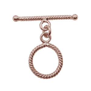 Wholesale Rose Gold Overlay Toggle Clasp handcrafted in India with rope-textured circular design