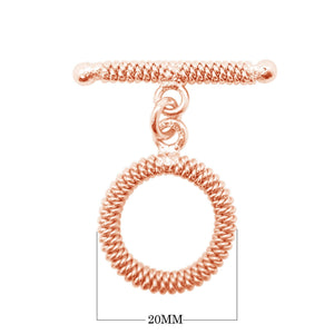Wholesale Rose Gold Overlay Toggle Clasp handcrafted in India with spiral rope circular design