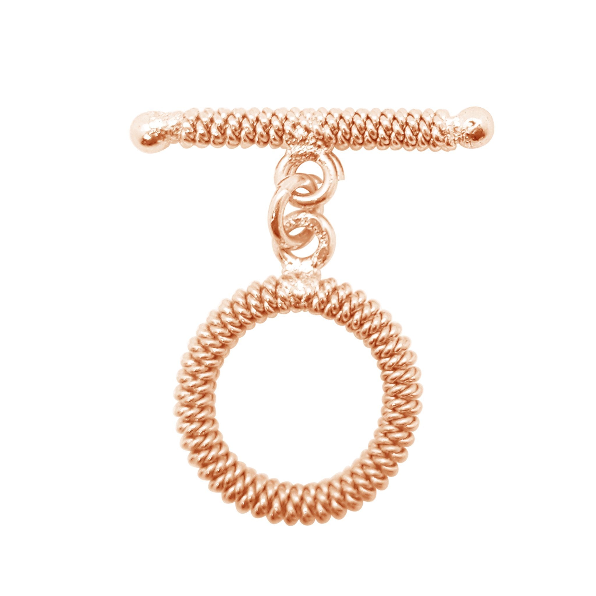 Wholesale Rose Gold Overlay Toggle Clasp handcrafted in India with spiral rope circular design
