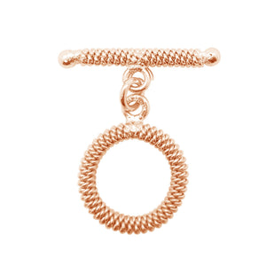 Wholesale Rose Gold Overlay Toggle Clasp handcrafted in India with spiral rope circular design