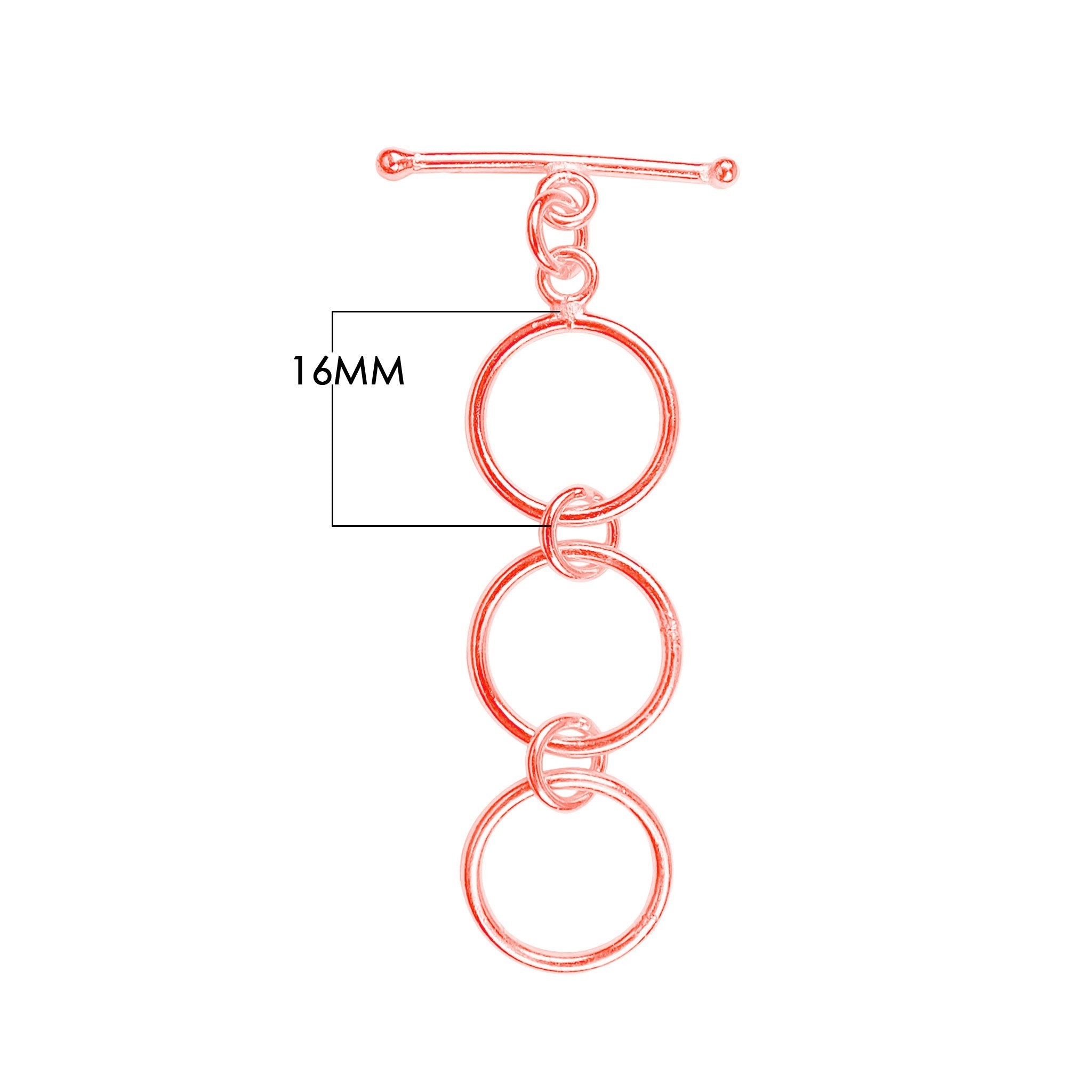 Wholesale Rose Gold Overlay Toggle Clasp handcrafted in India with triple-ring linked design