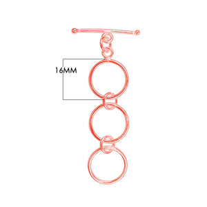 Wholesale Rose Gold Overlay Toggle Clasp handcrafted in India with triple-ring linked design