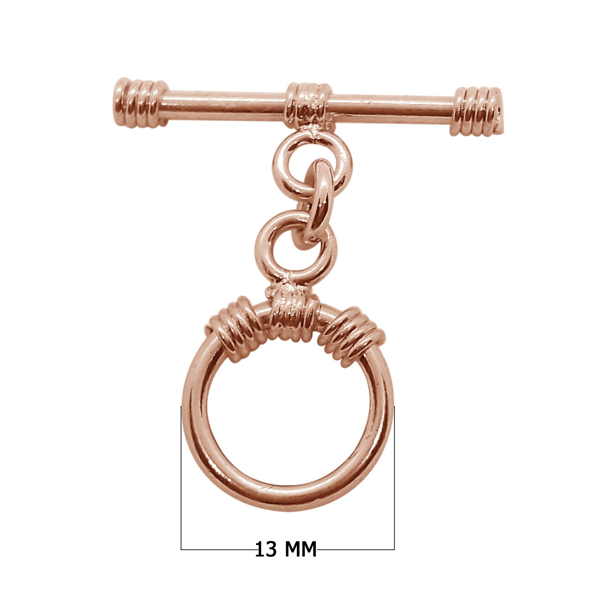 Wholesale Rose Gold Overlay Toggle Clasp handcrafted in India with circular wrapped accent design