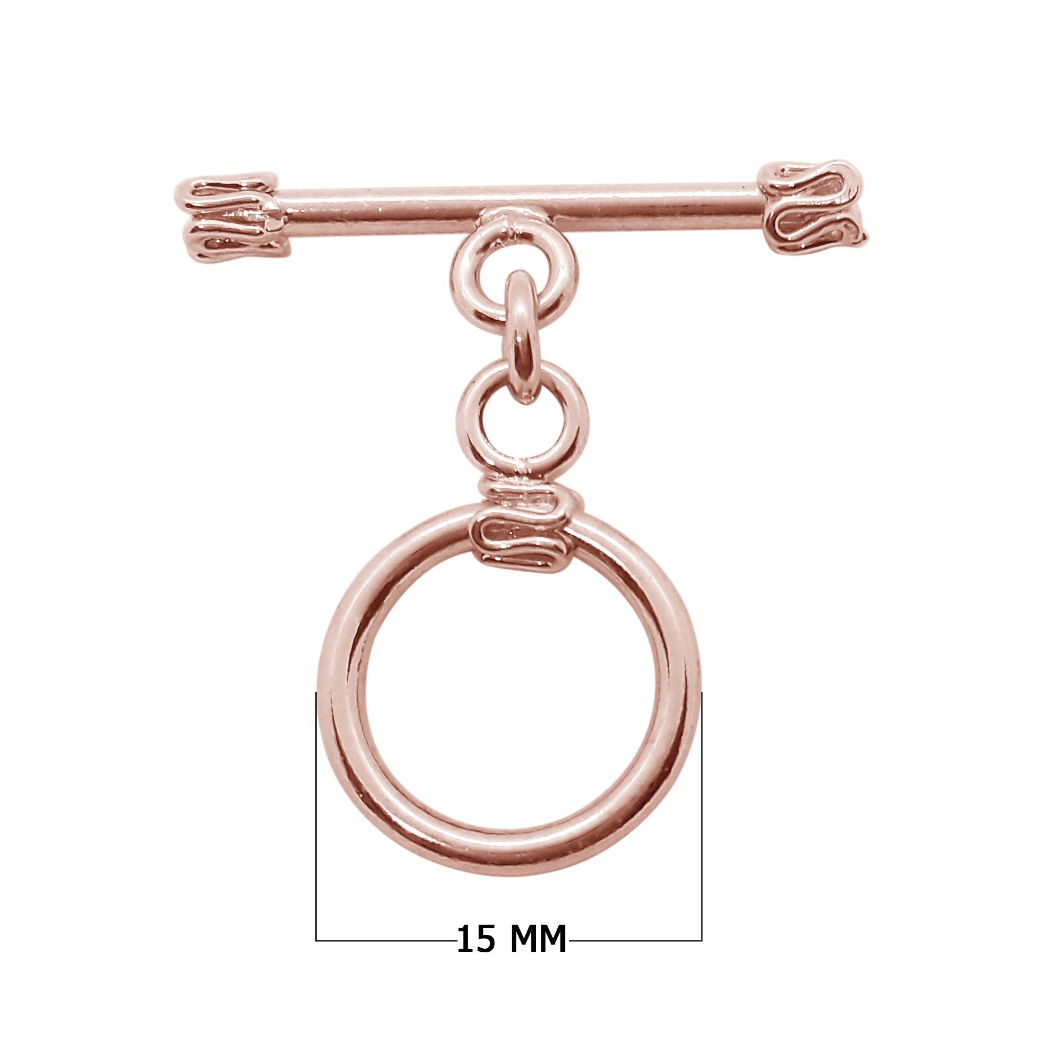 Wholesale Rose Gold Overlay Toggle Clasp handcrafted in India with decorative bar and loop design