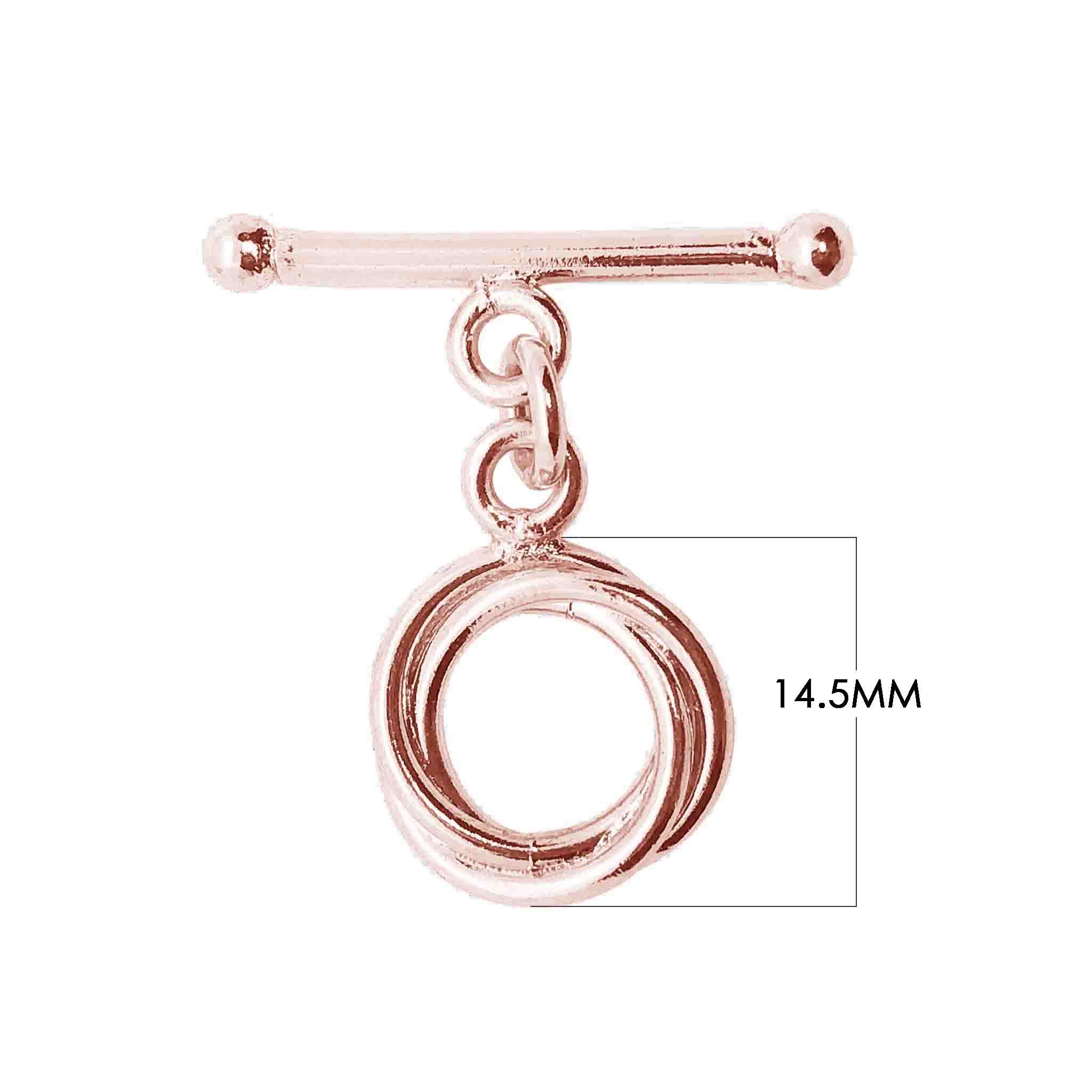 Wholesale Rose Gold Overlay Toggle Clasp handcrafted in India with double-ring loop design