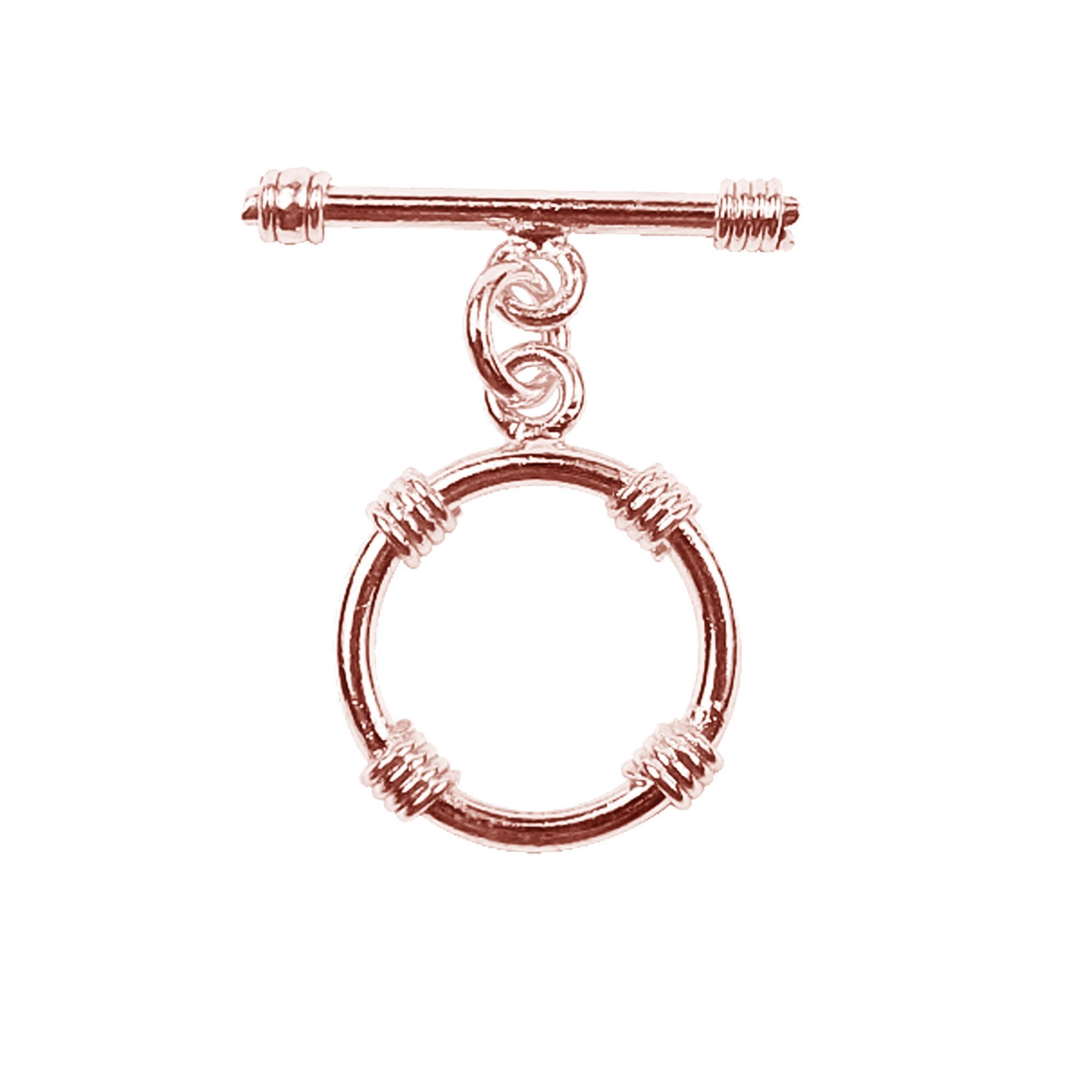 Wholesale Rose Gold Overlay Toggle Clasp handcrafted in India with circular loop and four wrapped accents