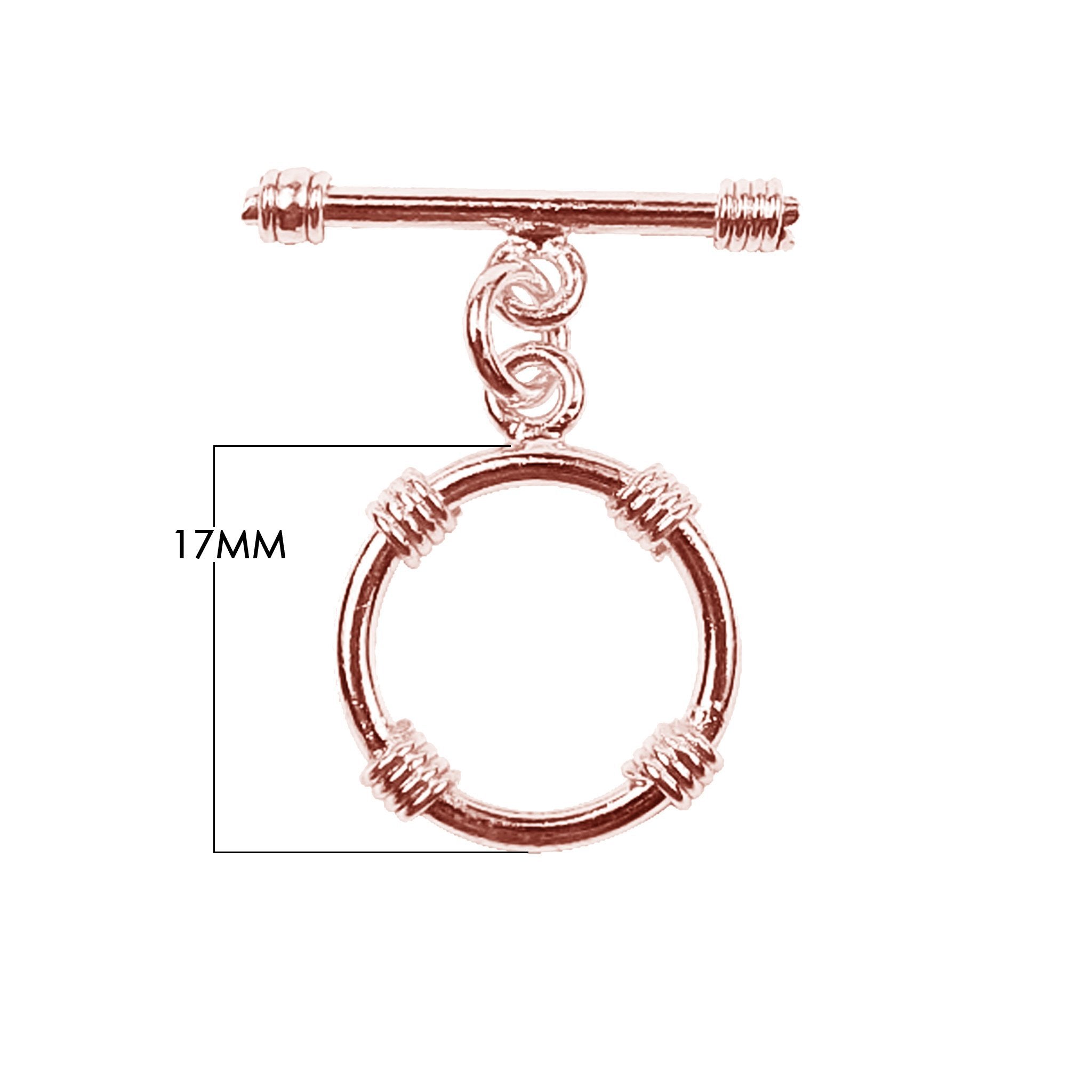 Wholesale Rose Gold Overlay Toggle Clasp handcrafted in India with circular loop and four wrapped accents