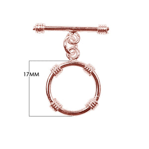 Wholesale Rose Gold Overlay Toggle Clasp handcrafted in India with circular loop and four wrapped accents