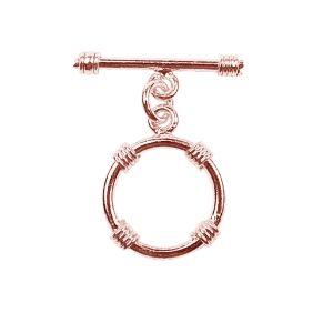 TRG-137 Rose Gold Overlay Shiny Toggle with Wrapped Wire 17MM Round Ring Beads Bali Designs Inc 
