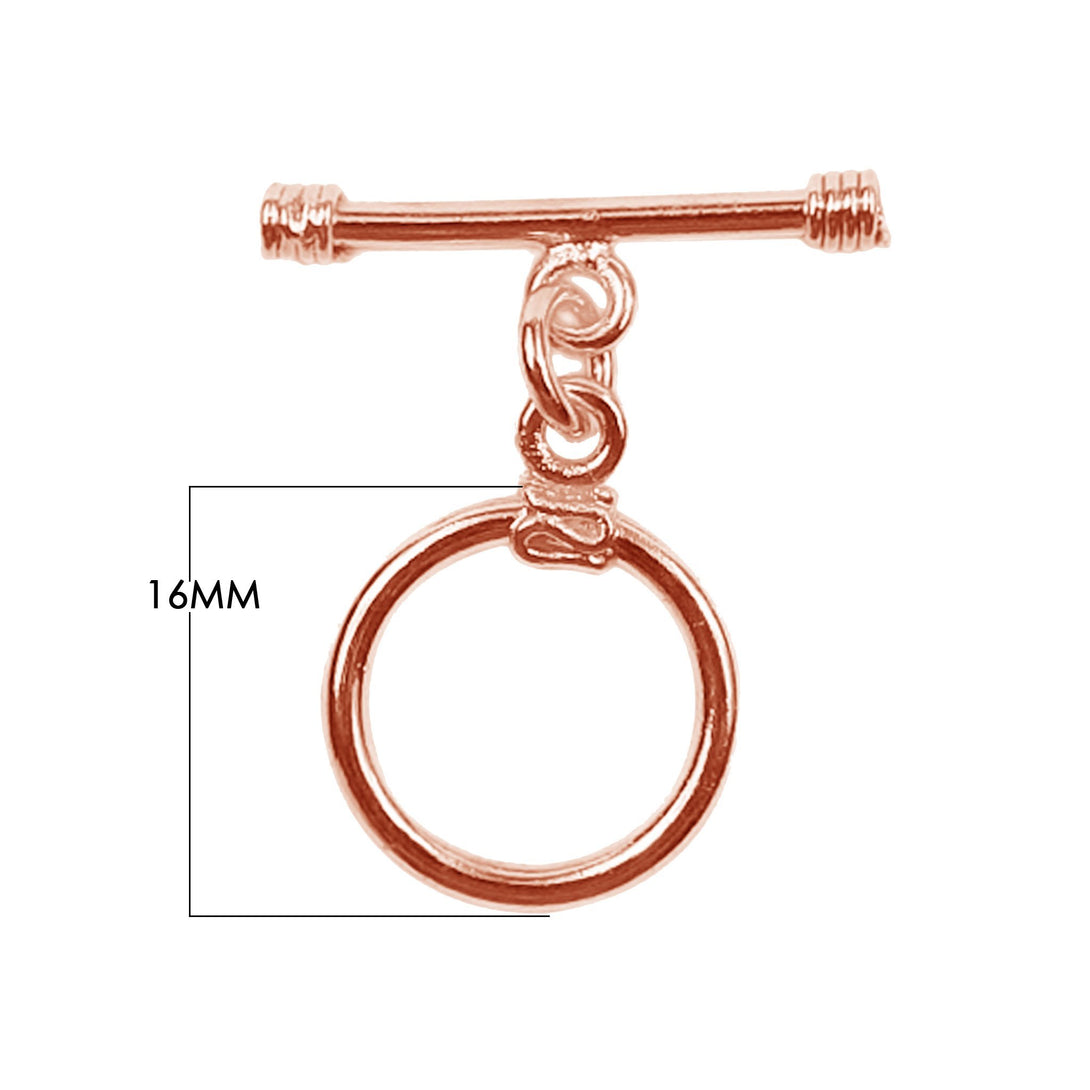 TRG-139 Rose Gold Overlay Shiny Toggle With Wrapped wire 16MM Round Ring Beads Bali Designs Inc 