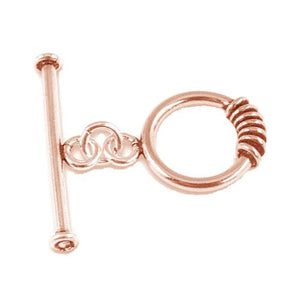 Wholesale Rose Gold Overlay Toggle Clasp handcrafted in India with spiral wrapped loop and smooth bar design