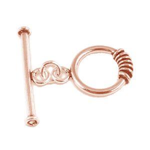 TRG-144-15MM Rose Gold Overlay Ring Bottom Wrapped With Plain Wire Toggle Beads Bali Designs Inc 