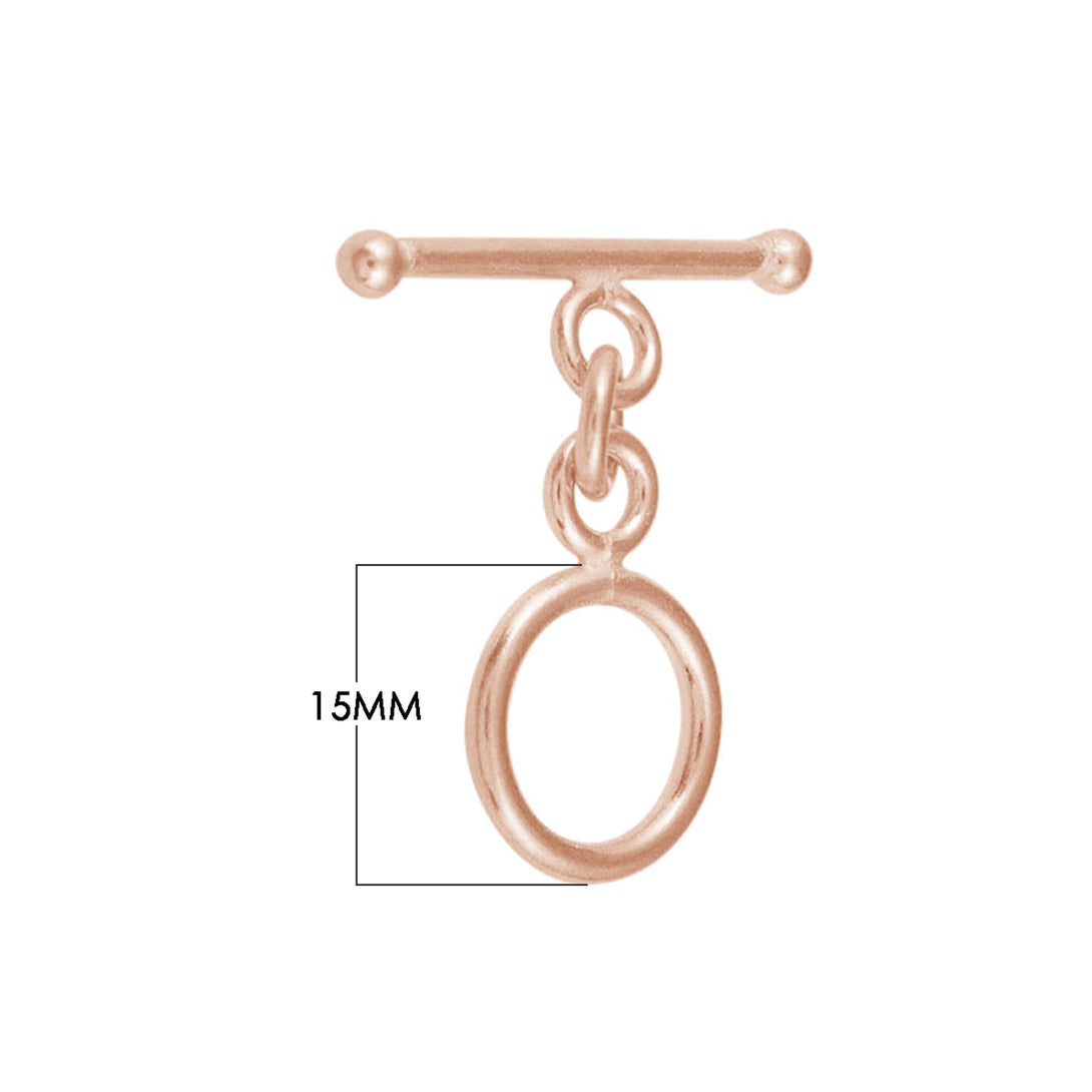 TRG-149-15MM Rose Gold Overlay Delicate and Lightweight Shiny Toggle Beads Bali Designs Inc 