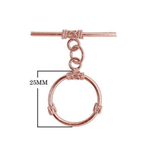 Wholesale Rose Gold Overlay Toggle Clasp handcrafted in India with round loop and detailed accents