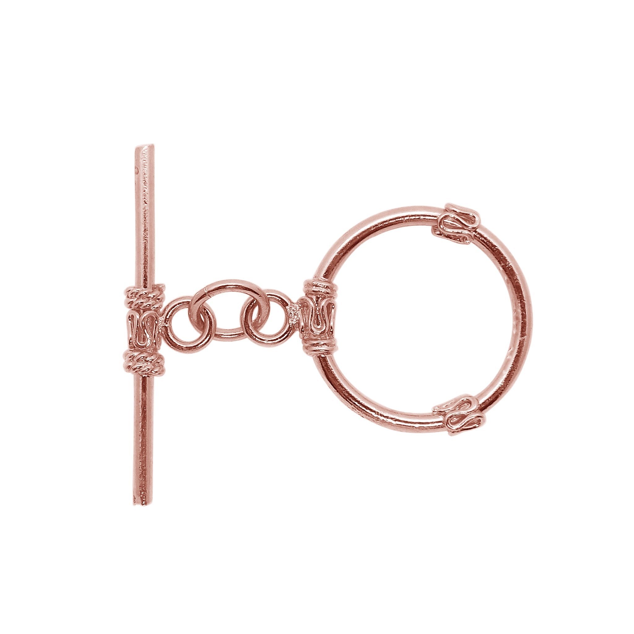 Wholesale Rose Gold Overlay Toggle Clasp handcrafted in India with round loop and detailed accents