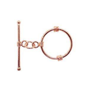 TRG-163 Rose Gold Overlay Plain Wire Warpped Toggle 25MM Round Ring Beads Bali Designs Inc 
