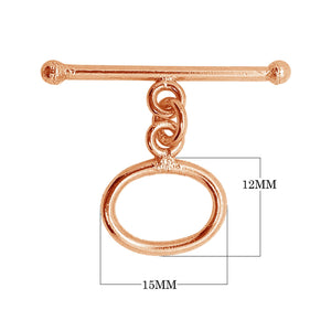 Rose Gold Overlay toggle clasp with oval loop and polished bar for wholesale jewelry supply.