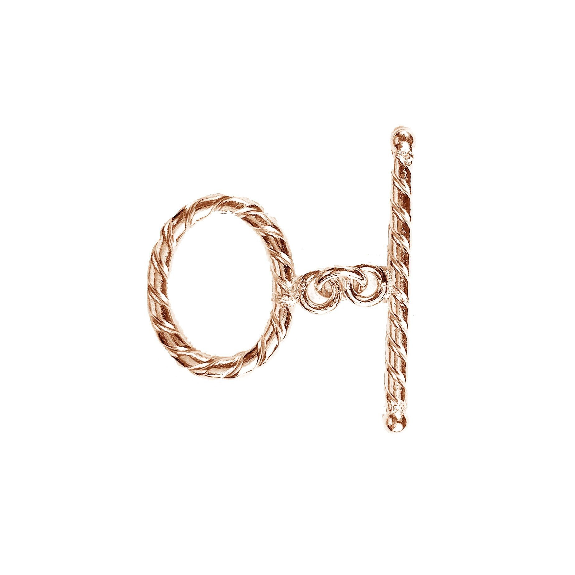 Rose Gold Overlay toggle clasp with rope-textured oval loop and polished bar for wholesale jewelry components.