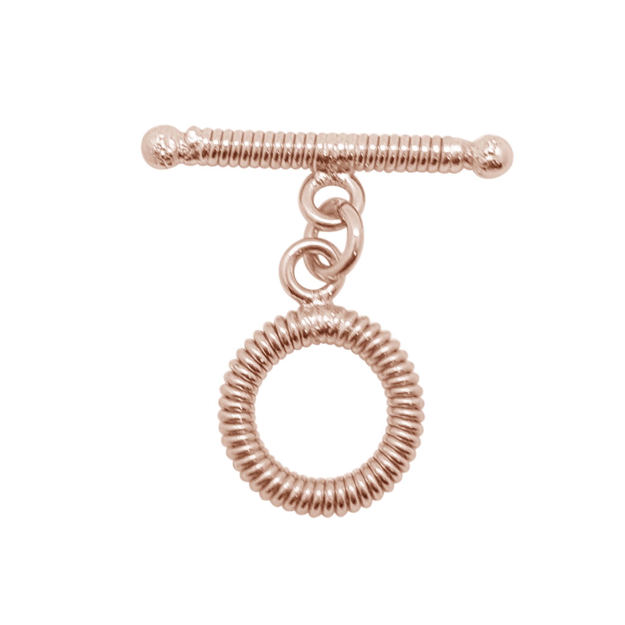 Rose Gold Overlay toggle clasp with coil-textured circular loop and polished bar for wholesale jewelry components.