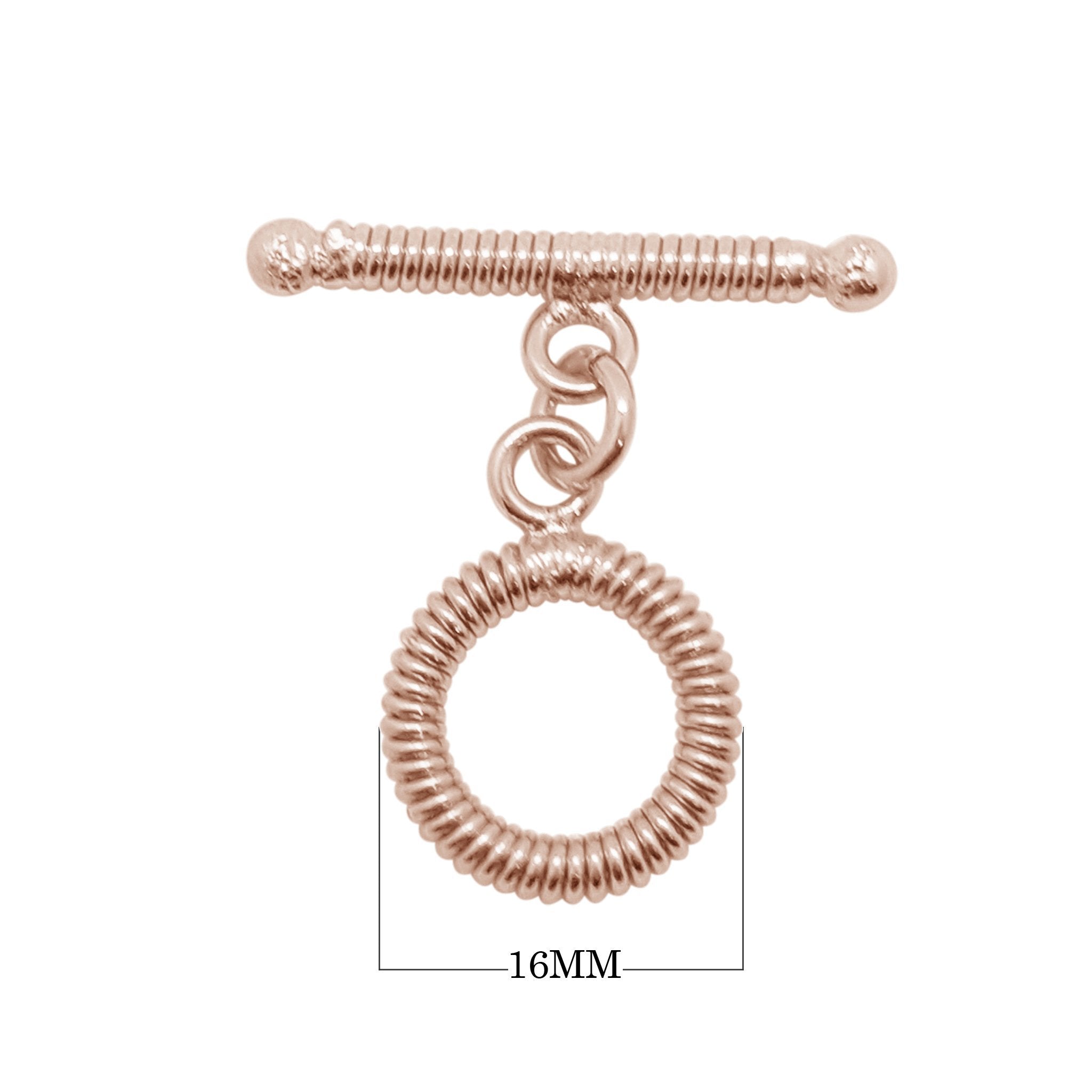 Rose Gold Overlay toggle clasp with coil-textured circular loop and polished bar for wholesale jewelry components.