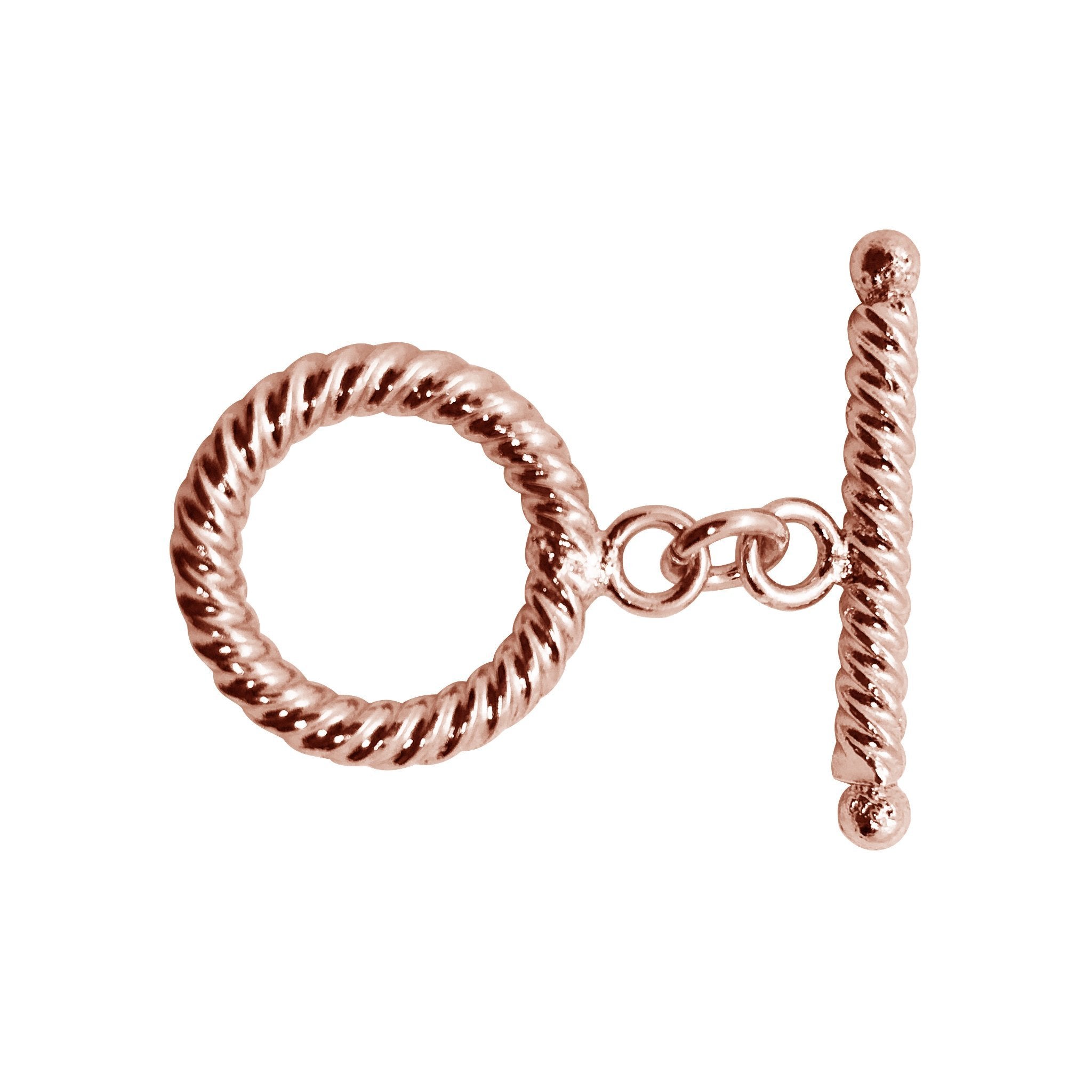 Rose Gold Overlay toggle clasp with rope-twist circular loop and polished bar for wholesale jewelry supply.