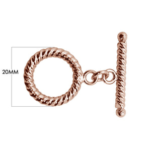 Rose Gold Overlay toggle clasp with rope-twist circular loop and polished bar for wholesale jewelry supply.