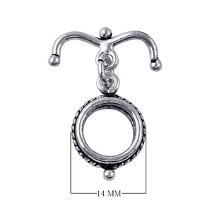Wholesale silver overlay rope-edge toggle clasp for jewelry making

Bulk silver overlay toggle clasp with circular ring and bar

Bali-inspired silver overlay toggle clasp wholesale jewelry finding

Durable silver overlay toggle clasp for bracelets and necklaces wholesale

Rope-edge design toggle clasp in silver overkay, wholesale supplies