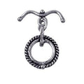 Silver Overlay toggle clasp with curved bar and rope-textured circular loop, oxidized finish, wholesale jewelry making component from Bali.