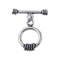 Silver Overlay rope-edge toggle clasp for wholesale jewelry findings, handcrafted in Bali with polished and oxidized finish.