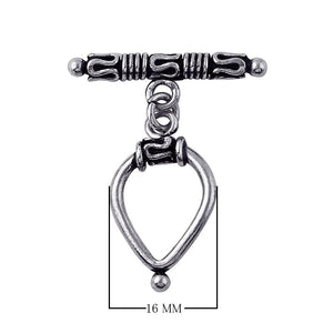 Handcrafted Silver Overlay teardrop hook and bar clasp, jewelry making accessory for DIY bracelets and necklaces.